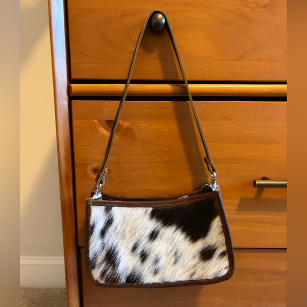 Charlie Leather Tri Color Cow Hide Italian Nora Mini Baguette Crossbody Harlow - Picture 4 of 6